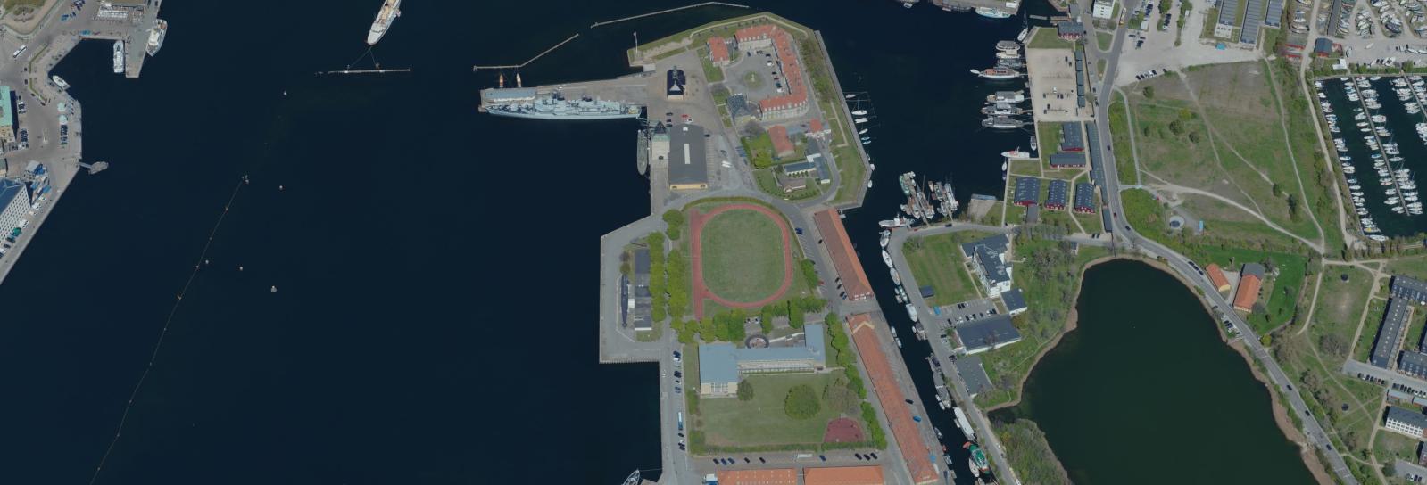 Skråfoto af en del af kulturmiljøet