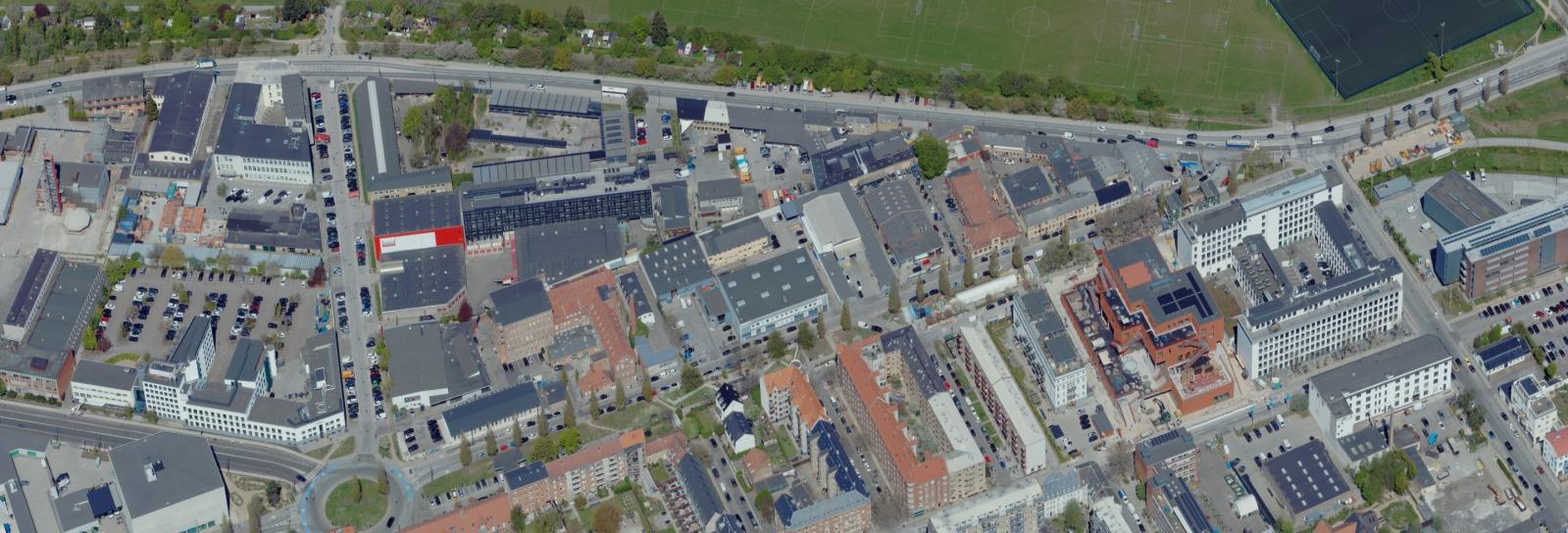 Skråfoto af Industriområde ved Amagerbanen