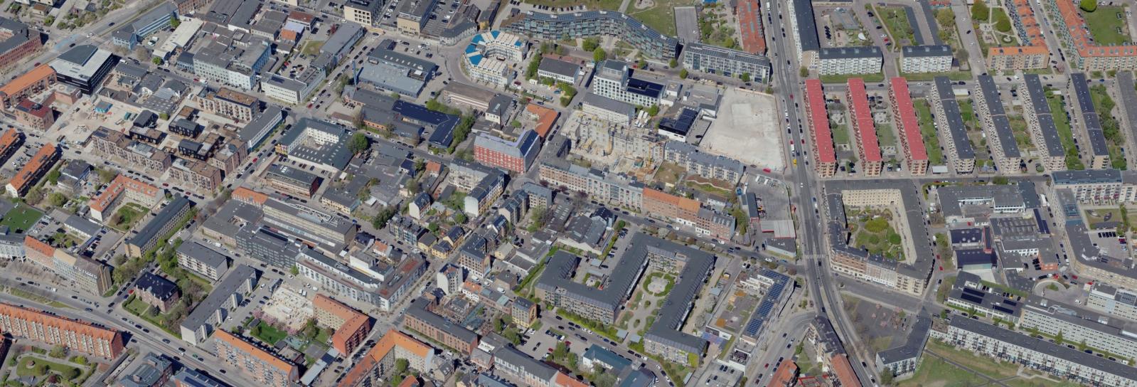 Skråfoto af Erhvervs- og boligkvarter i Nordvest