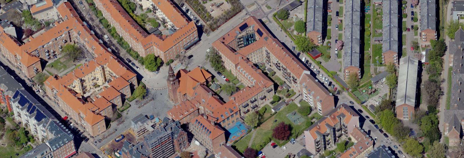 Skråfoto af Sjællandsgadekvarteret